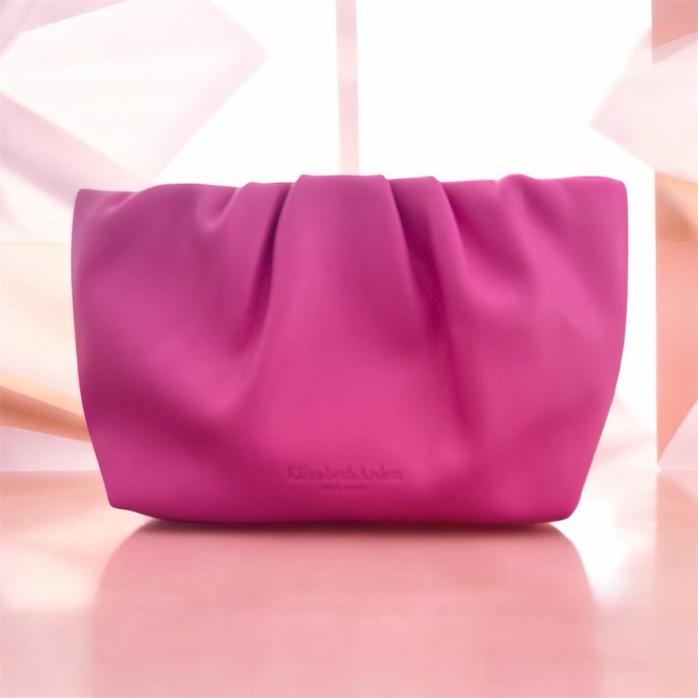 Elizabeth Arden Pink Pleated Clutch | Chic Cosmetic Bag | Glam Evening Pouch
